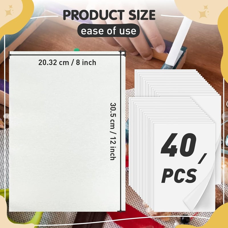 Iffitya Iron On Adhesive Sheets 40PCS, Heavy Weight Double-Sided Heat Melt Fabric Glue Sheet, A4 Size Fusible Adhesive Sheets, Press-on Patch Iron On Tape, Fusible Interfacing for Sewing, Heat and Bond - Image 5